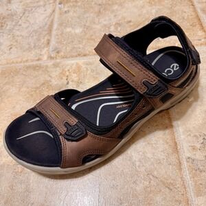 ECCO Yucatan Mens 13 Sandals Brown Leather Receptor Hiking Trail Shoes Excellent